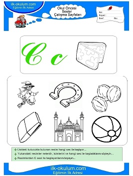 Çocuklar İçin C Sesi Çalışma Sayfaları 